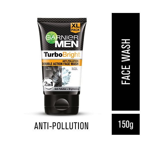 Garnier Men Turbo Bright Anti-Pollution Double Action Face Wash 150g